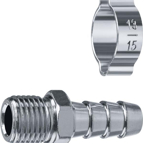 Переходник штуцер ″елочка″ 10 мм - 1/4″М Наруж.., с обжимным хомутом Зубр Профессионал 64924-1/4-10