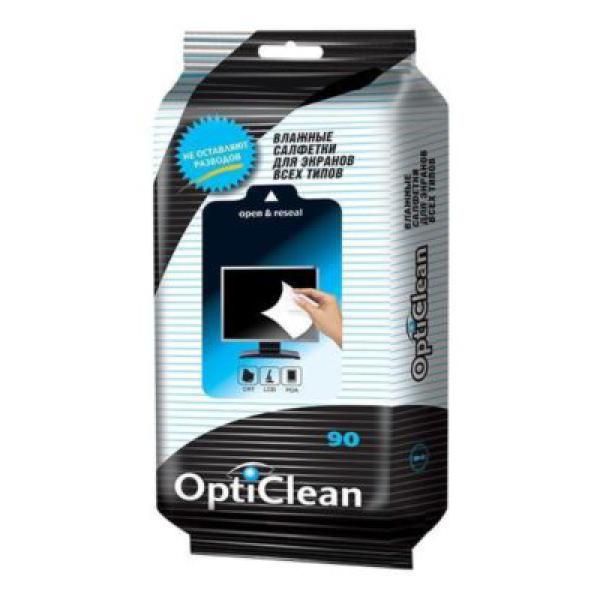 Влажные салфетки для экранов всех типов 90шт OptiClean